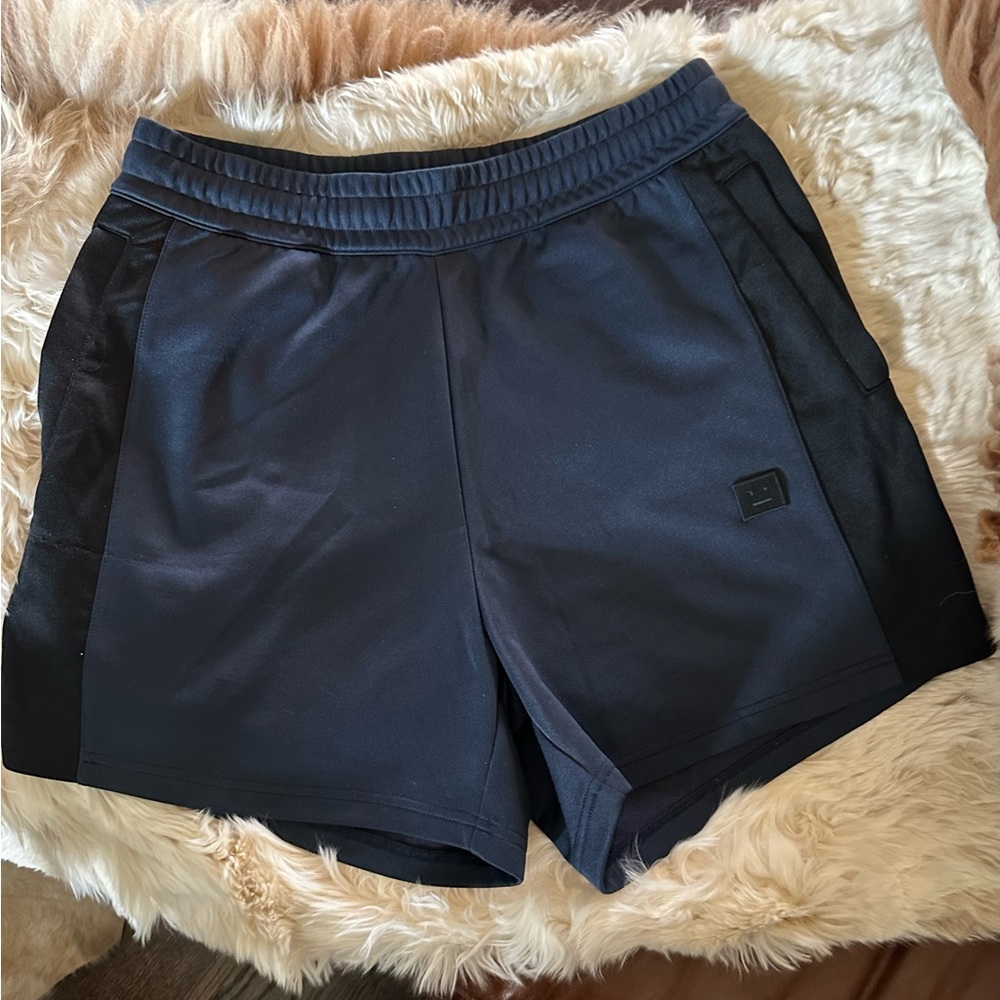 Acne Studios Side-Stripe Track Shorts - Navy Blue.